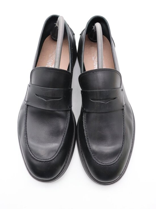 Salvatore Ferragamo Caligola Leather Penny Loafers Men\'s 10.5 EE Black Leather main image 7